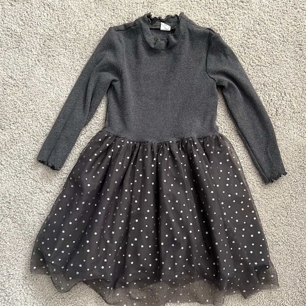 Baby Gap Gray Long Sleeve Turtleneck Dress with Star Skirt in Sz 4T